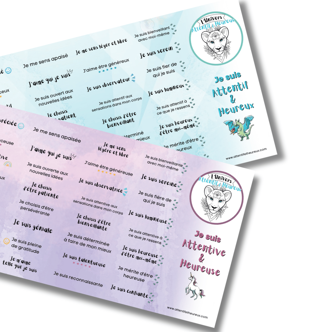 Affirmations bienveillantes – Je suis Attentif & Heureux (masculin/féminin)