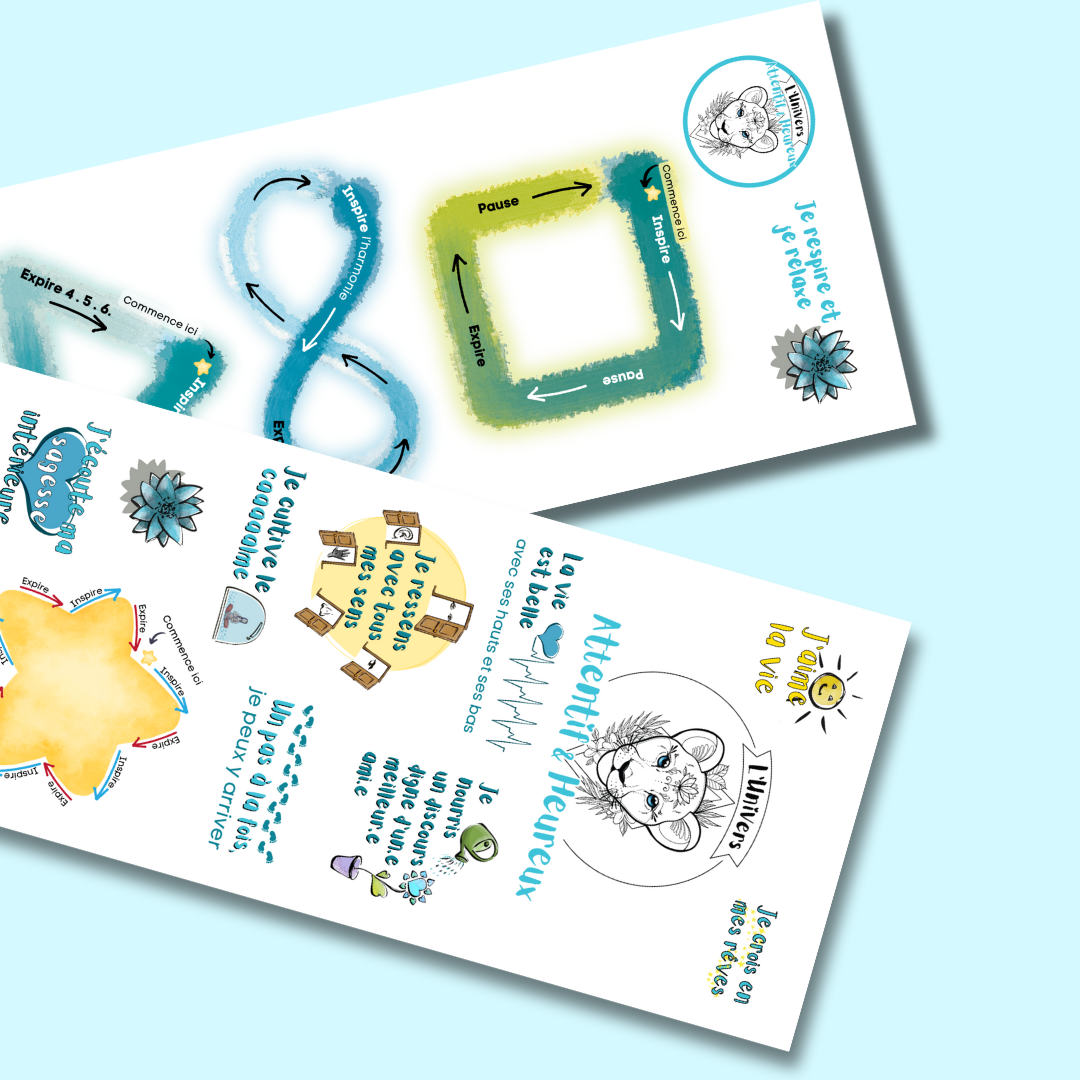 Duo Respiration Lotus & Autocollants éducatifs – Deux feuillets pour s’apaiser et soutenir
